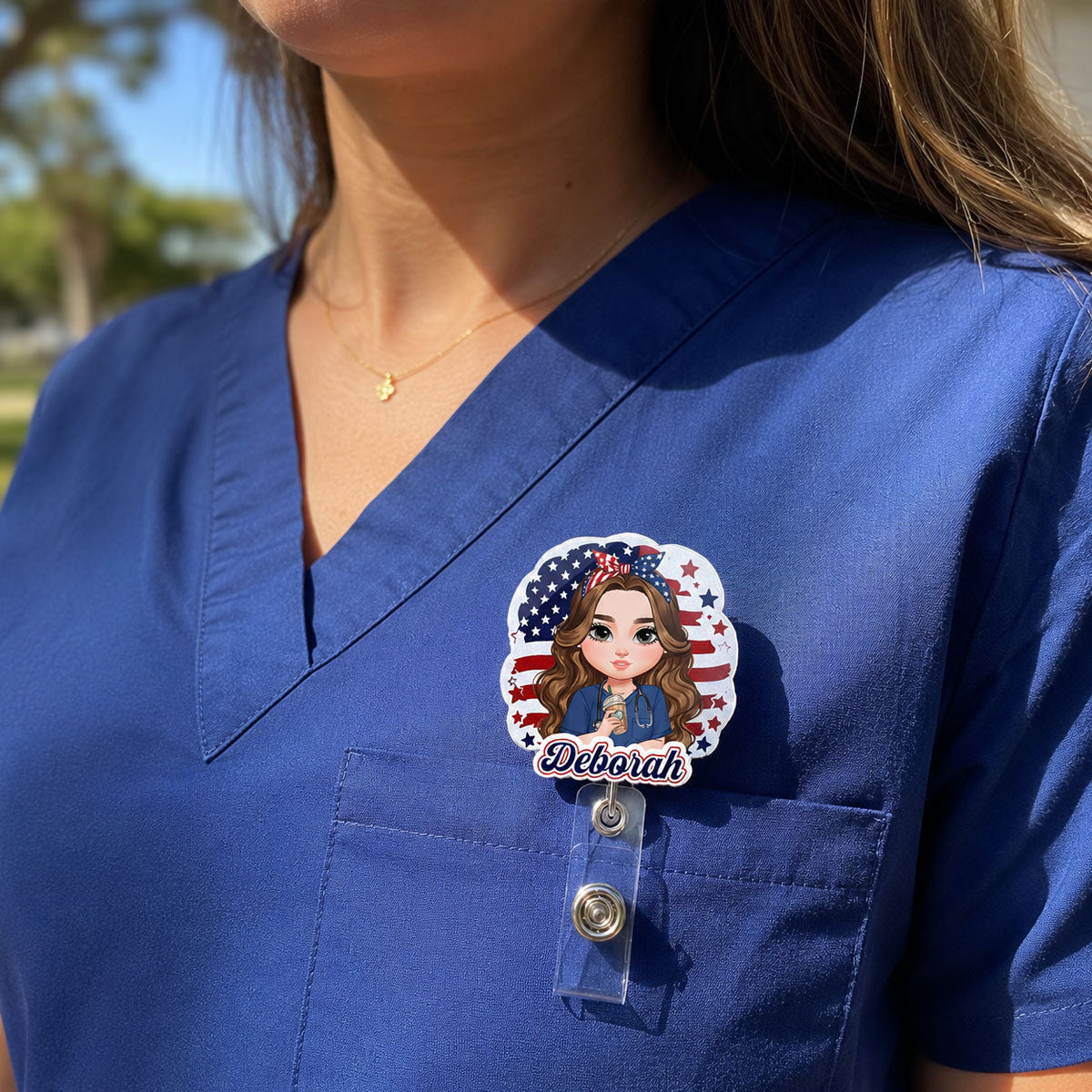 Patriotic Nurse Spirit - Personalized Nurse Badge Reel