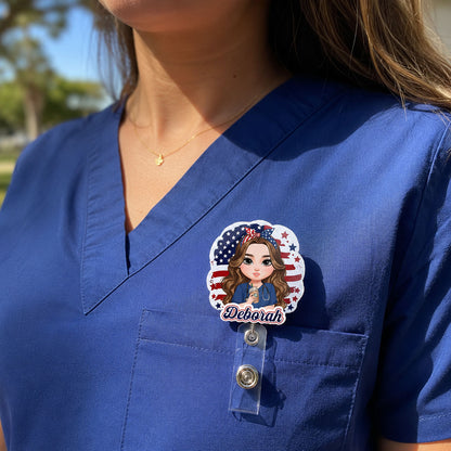 Patriotic Nurse Spirit - Personalized Nurse Badge Reel