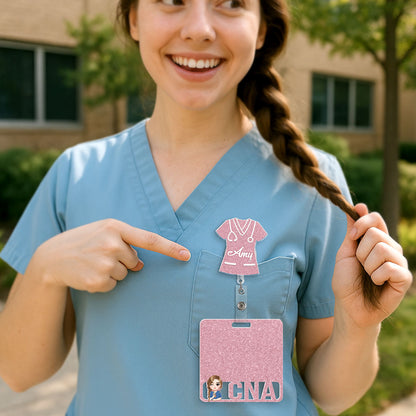 Scrub Life - Personalized Nurse Badge Reel & Buddy Set