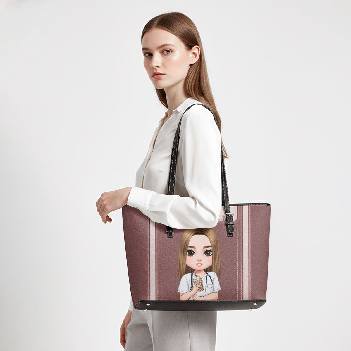 Living That Life - Personalized 2-Sided Custom Nurse Leather Tote Bag