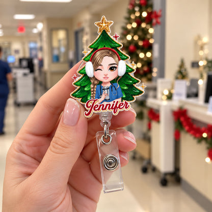 Nurse Pine Tree - Personalized Nurse Badge Reel