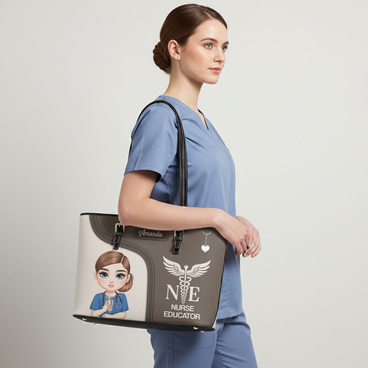 Graceful Nurse Style - Personalized Custom Nurse Leather Tote Bag