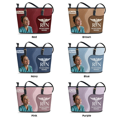 Nurse Timeless Style Photo - Personalized Custom Nurse Leather Tote Bag