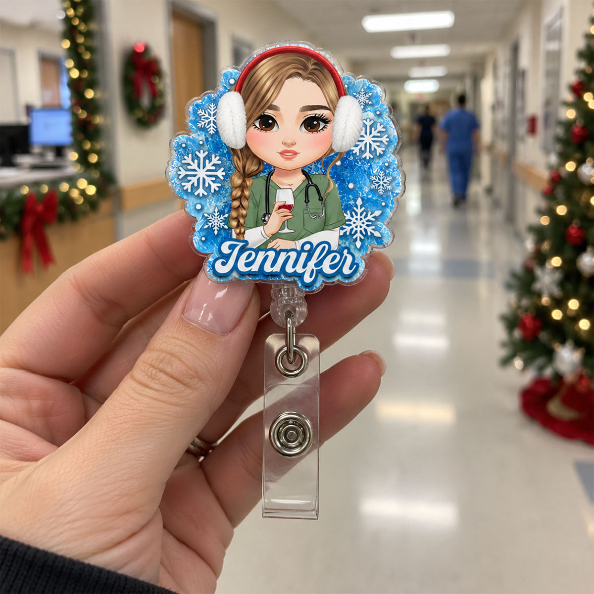 Festive Nurse Vibes - Personalized Nurse Badge Reel