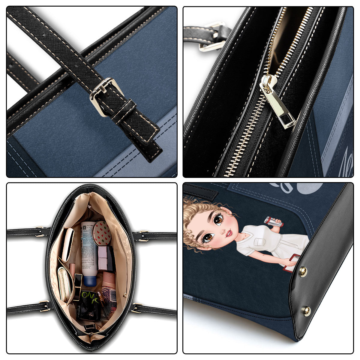 The Iconic Nurse - Personalized Custom Nurse Leather Tote Bag
