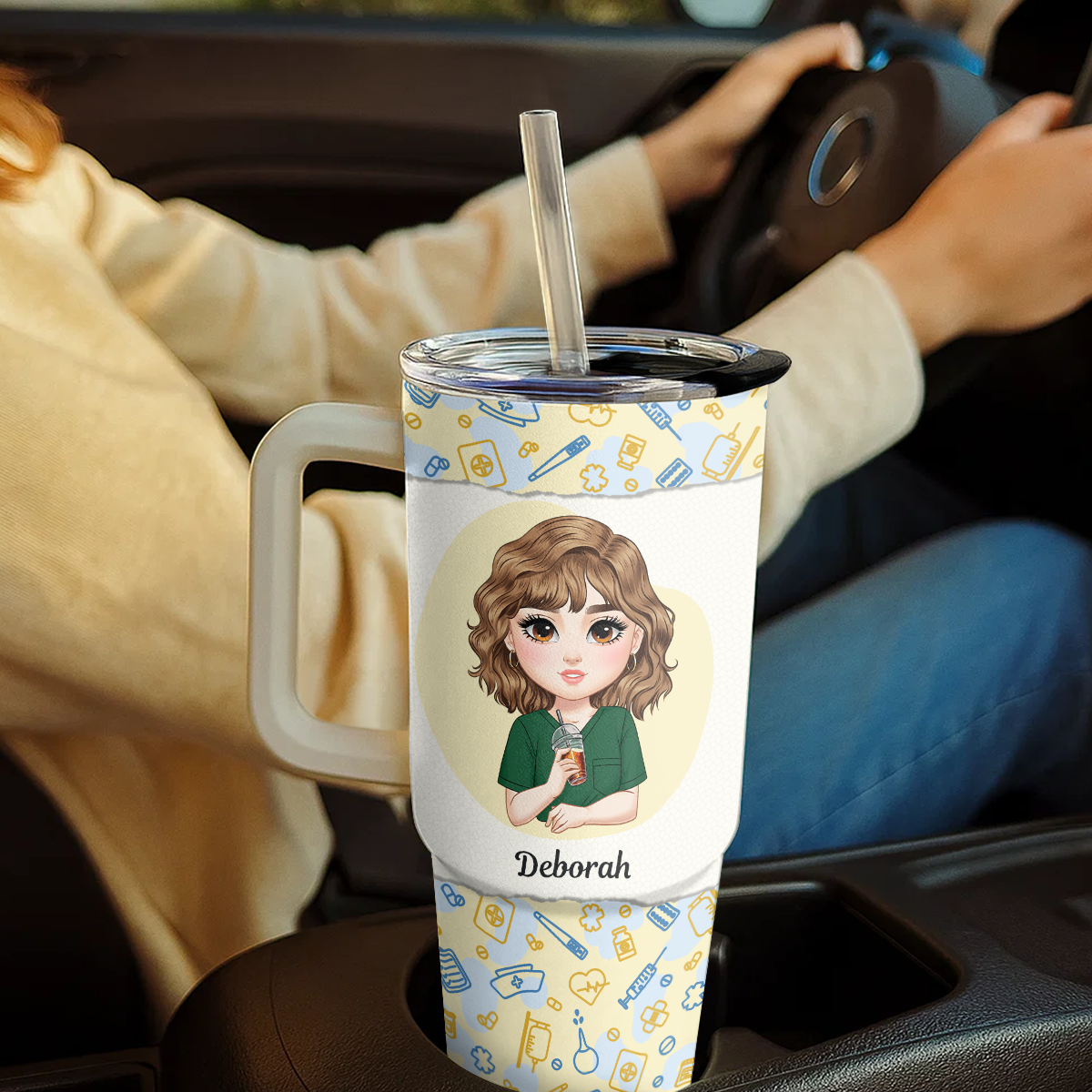Livin' Scrub Life - Personalized Nurse 40oz Tumbler With Handle