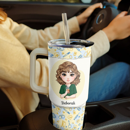 Livin' Scrub Life - Personalized Nurse 40oz Tumbler With Handle