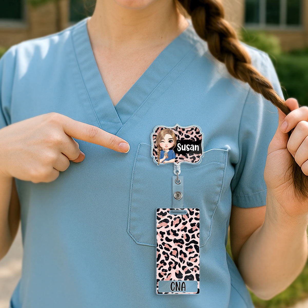 Leopard Vibe Nurse - Personalized Nurse Badge Reel & Buddy Set