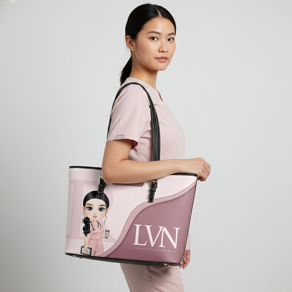 Nurse Aesthetic - Personalized Custom Nurse Leather Tote Bag