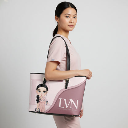 Nurse Aesthetic - Personalized Custom Nurse Leather Tote Bag
