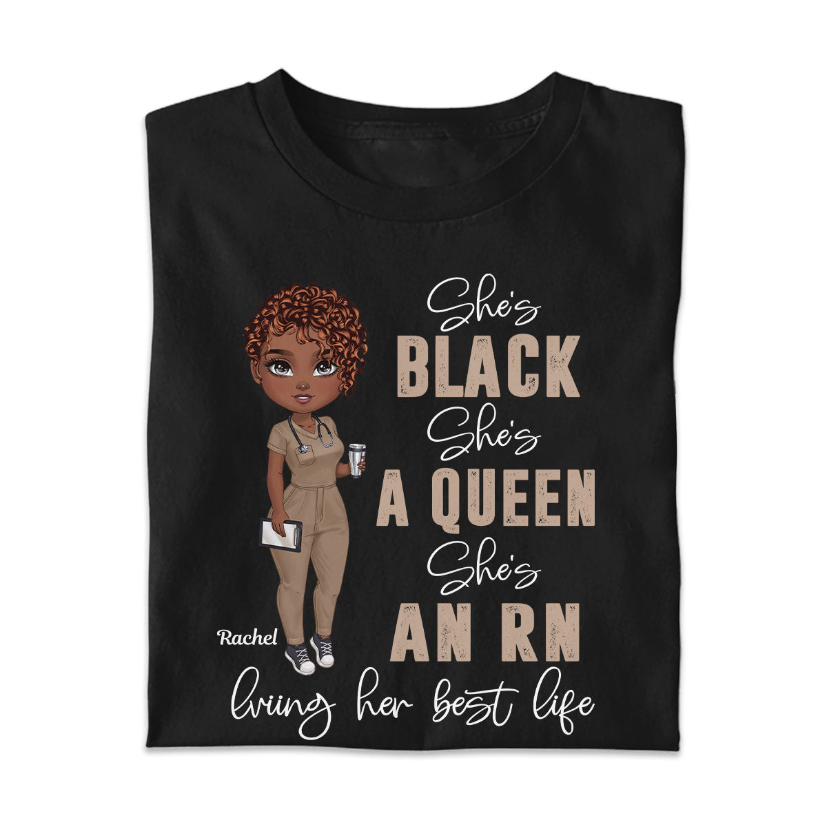 Living Her Best Life (Dark Ver.) - Personalized Custom Nurse T-shirt, Hoodie, Sweatshirt