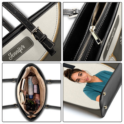 Elevated Nurse Life Photo - Personalized Custom Nurse Leather Tote Bag