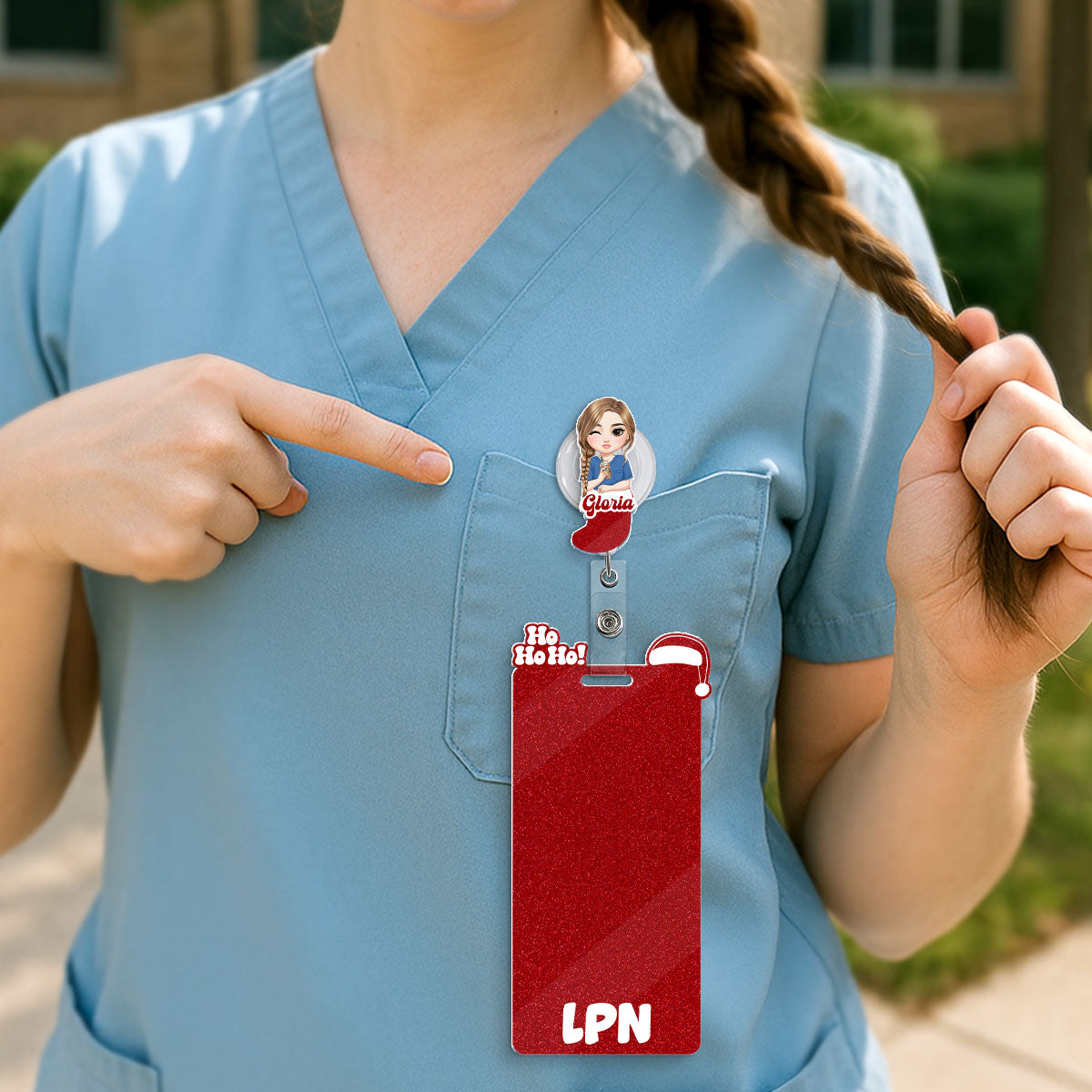 Christmas Nurse - Personalized Nurse Badge Reel & Buddy Set