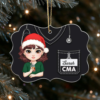 Sparkling Holiday Nurse - Personalized Nurse Acrylic Ornament