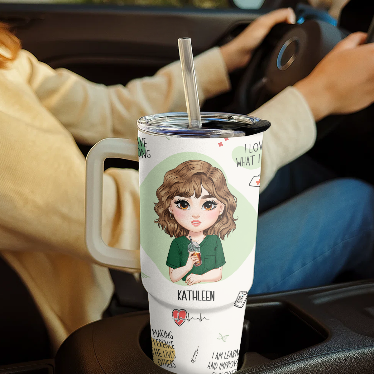 Affirmations For Nurse - Personalized Nurse 40oz Tumbler With Handle