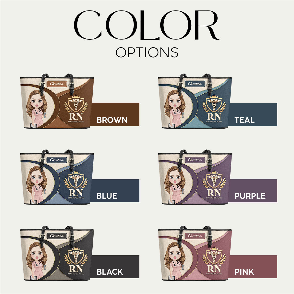 Nurse Logo - Personalized Custom Nurse Leather Tote Bag