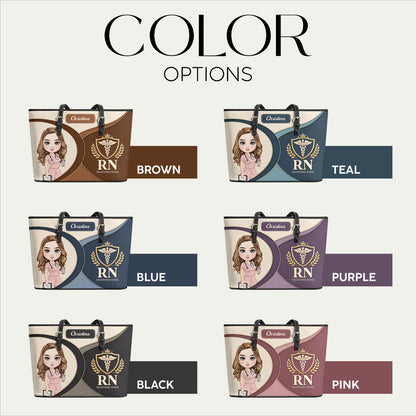 Nurse Logo - Personalized Custom Nurse Leather Tote Bag