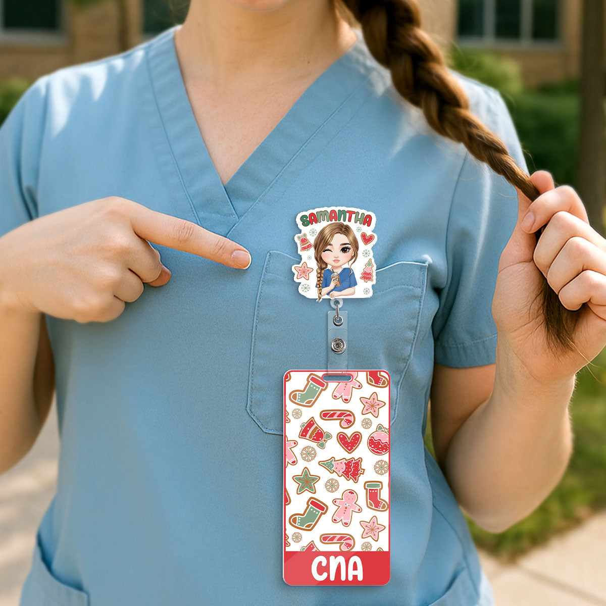 Silent Night - Personalized Nurse Badge Reel & Buddy Set