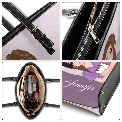 Endless Love Nurse - Personalized Custom Nurse Leather Tote Bag