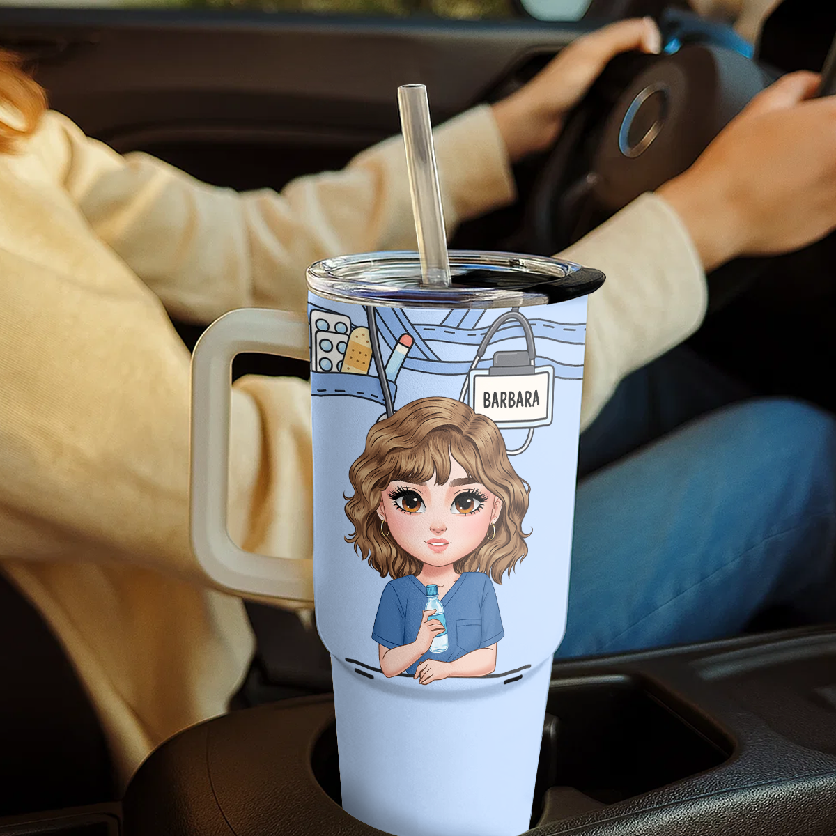 Heart Work - Personalized Nurse 40oz Tumbler With Handle