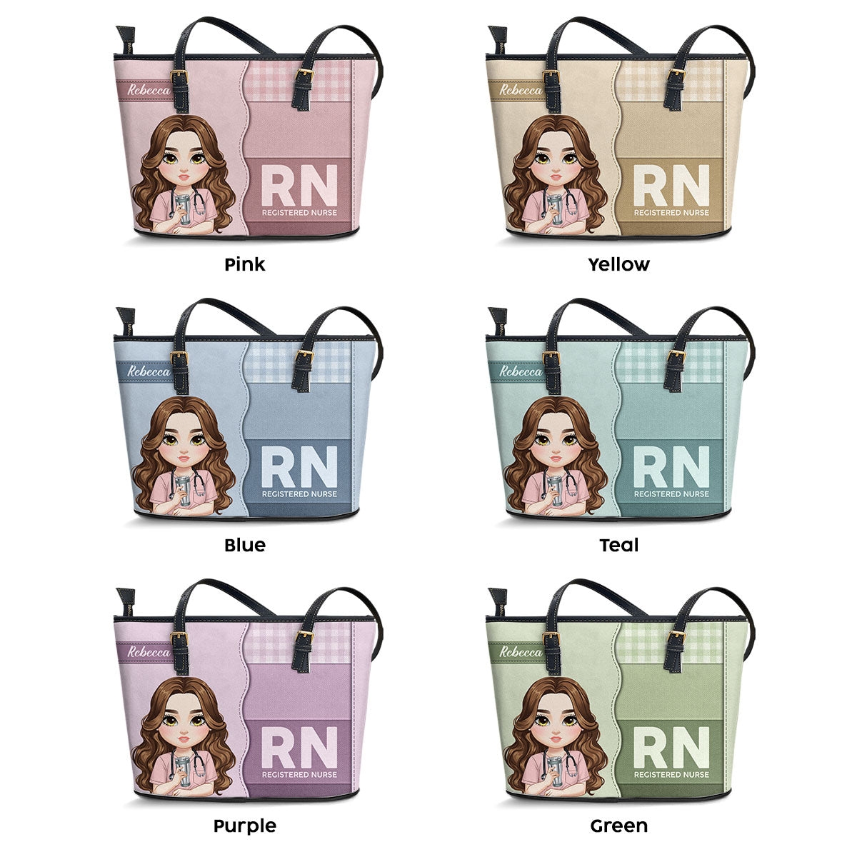 Sweet Nurse Girl - Personalized Custom Nurse Leather Tote Bag
