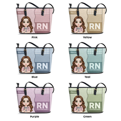Sweet Nurse Girl - Personalized Custom Nurse Leather Tote Bag