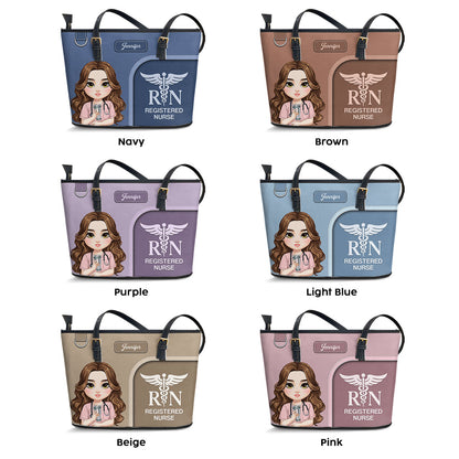 Clean Nurse Style - Personalized Custom Nurse Leather Tote Bag