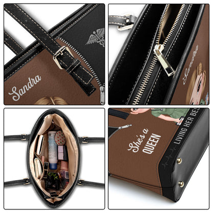 Nursing Queen Life - Personalized Custom Nurse Leather Tote Bag