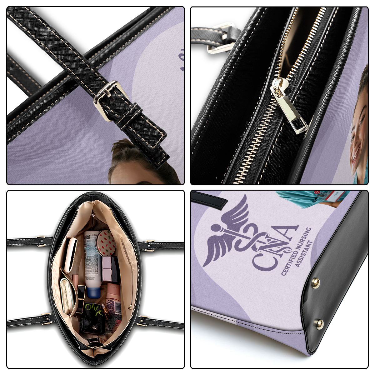 Iconic Nurse Life Photo - Personalized Custom Nurse Leather Tote Bag