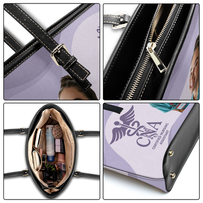 Iconic Nurse Life Photo - Personalized Custom Nurse Leather Tote Bag