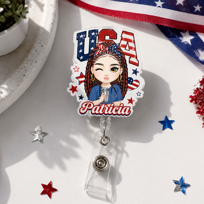American Nurse Pride - Personalized Nurse Badge Reel