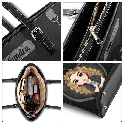 Nurse With Beautiful Heart - Personalized Custom Nurse Leather Tote Bag Deal