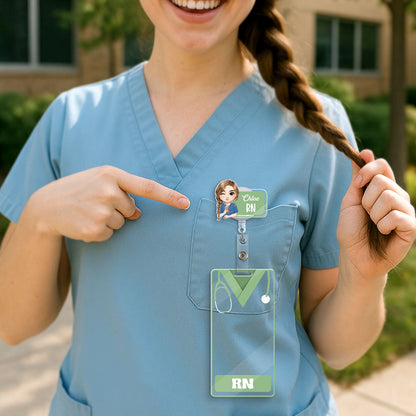 Basic Scrub - Personalized Nurse Badge Reel & Buddy Set