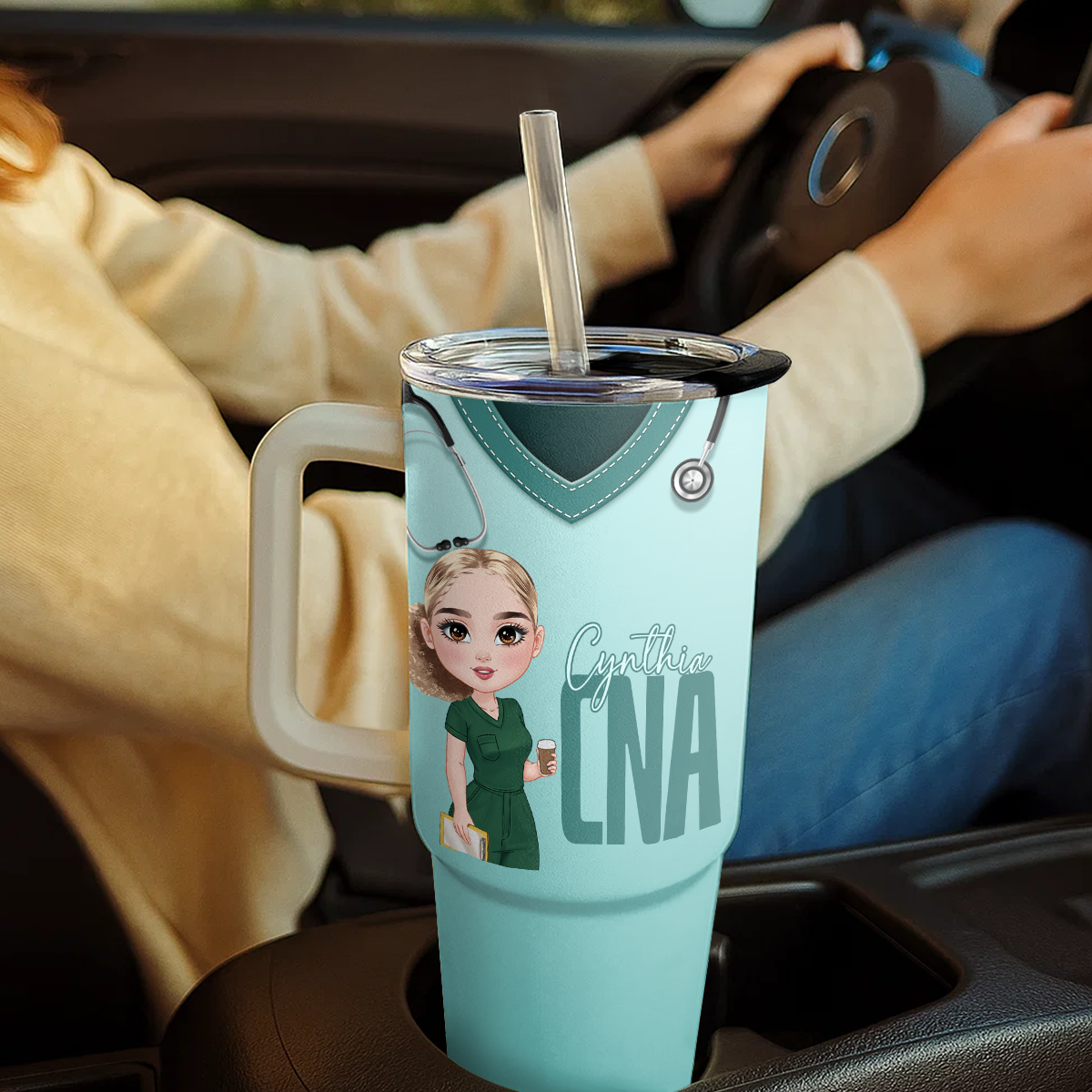 Scrub Awesome Life - Personalized Nurse 40oz Tumbler With Handle
