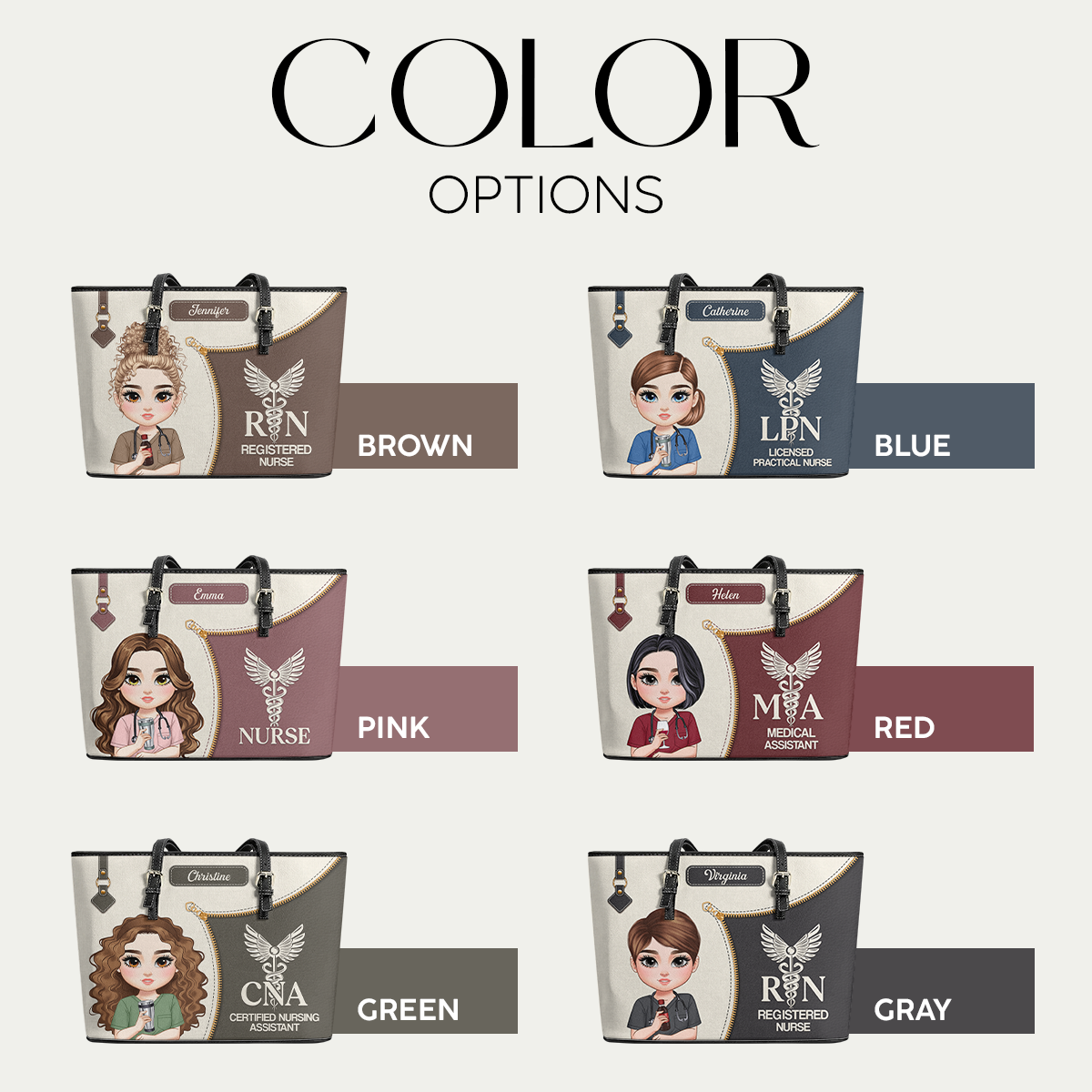 Elevated Nurse Life - Personalized Custom Nurse Leather Tote Bag