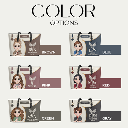 Elevated Nurse Life - Personalized Custom Nurse Leather Tote Bag