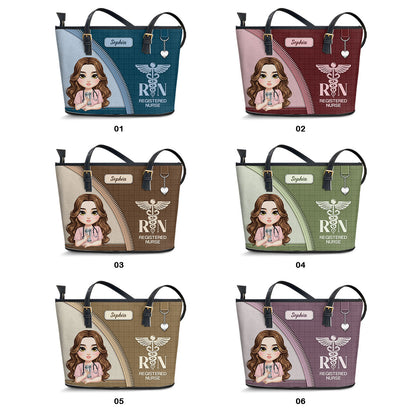 Nurse With Elegant Style - Personalized Custom Nurse Leather Tote Bag