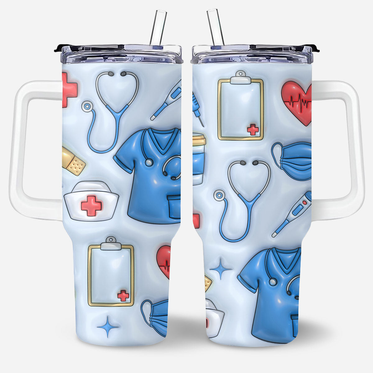 Nurse Puffy - Personalized Nurse 40oz Tumbler With Handle