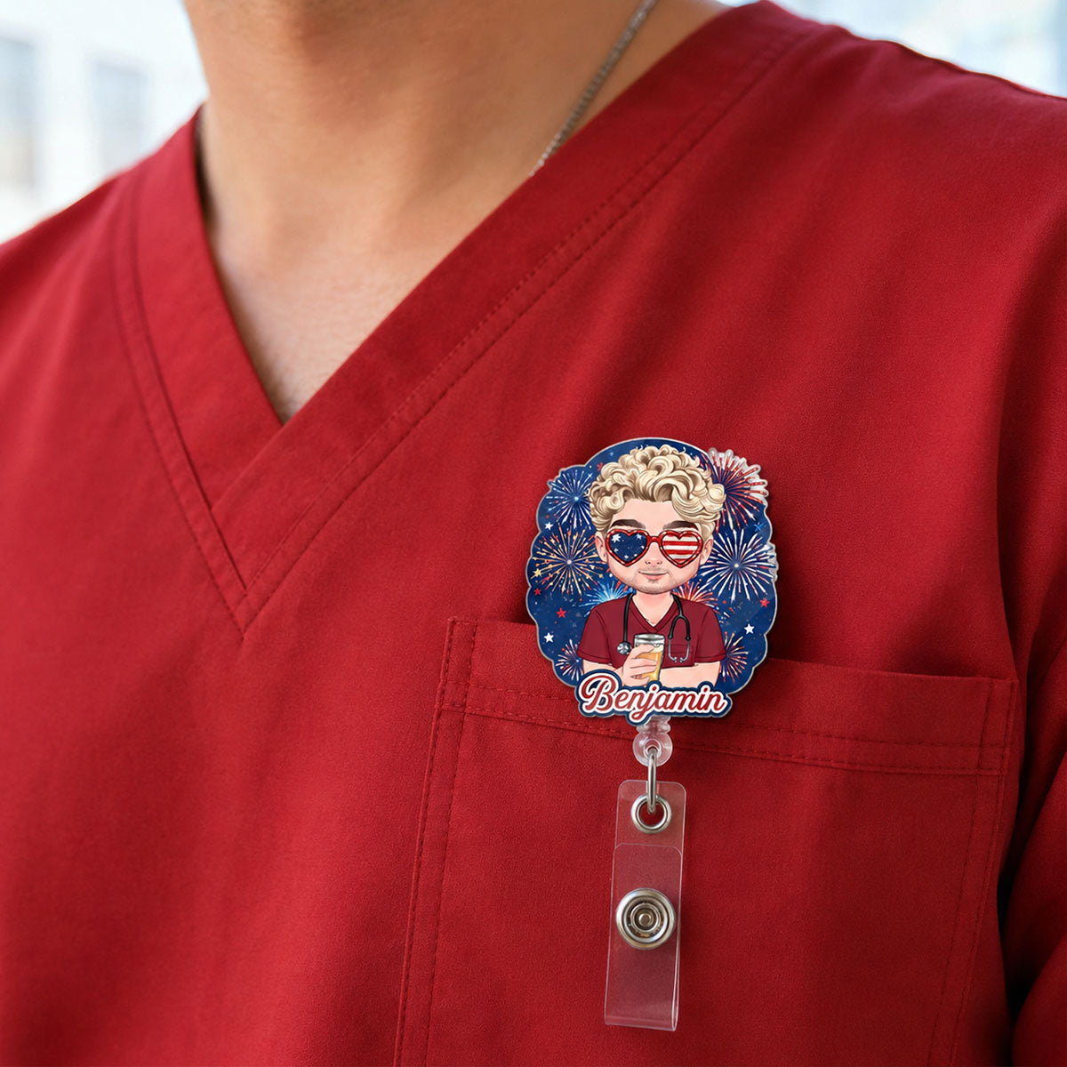 Firework Nurse Mood - Personalized Nurse Badge Reel