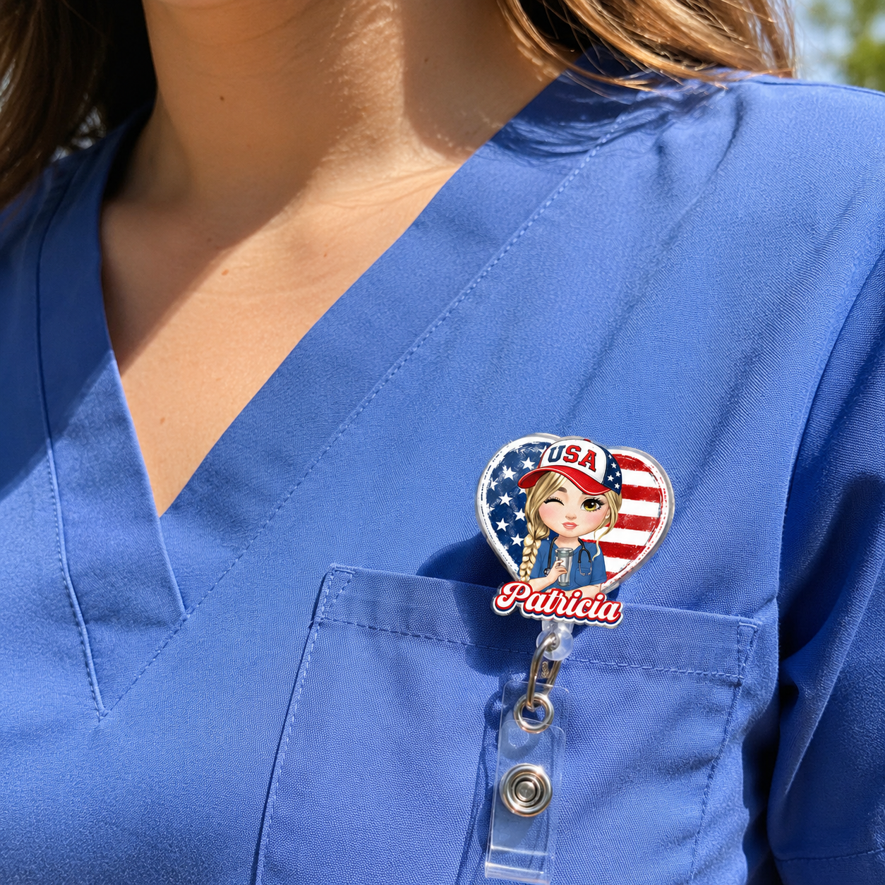 Patriotic Nurse Life - Personalized Nurse Badge Reel