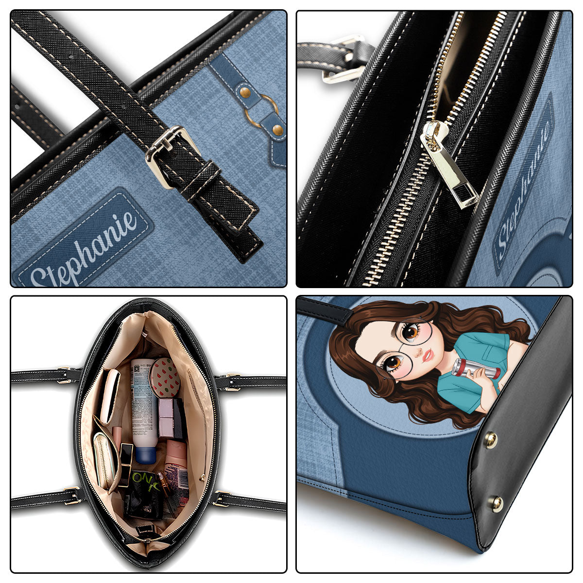 Nurse Grateful Life - Personalized Custom Nurse Leather Tote Bag