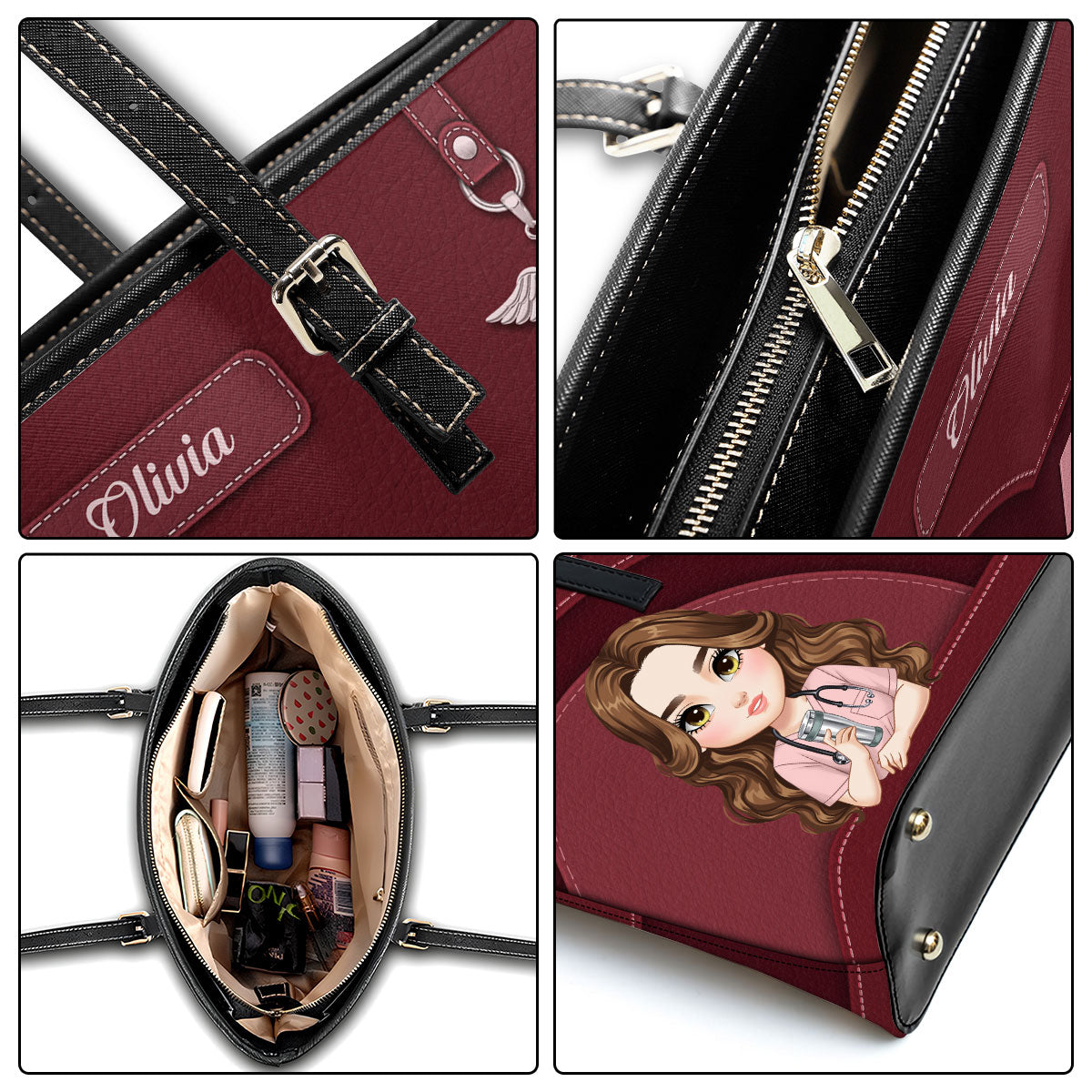 Nurse Classic - Personalized Custom Nurse Leather Tote Bag