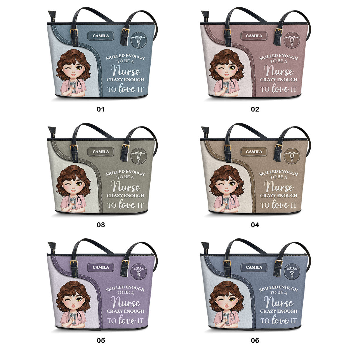 Skilled Nurse Energy - Personalized Custom Nurse Leather Tote Bag