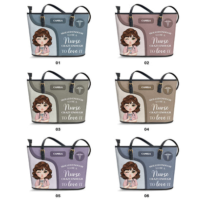 Skilled Nurse Energy - Personalized Custom Nurse Leather Tote Bag