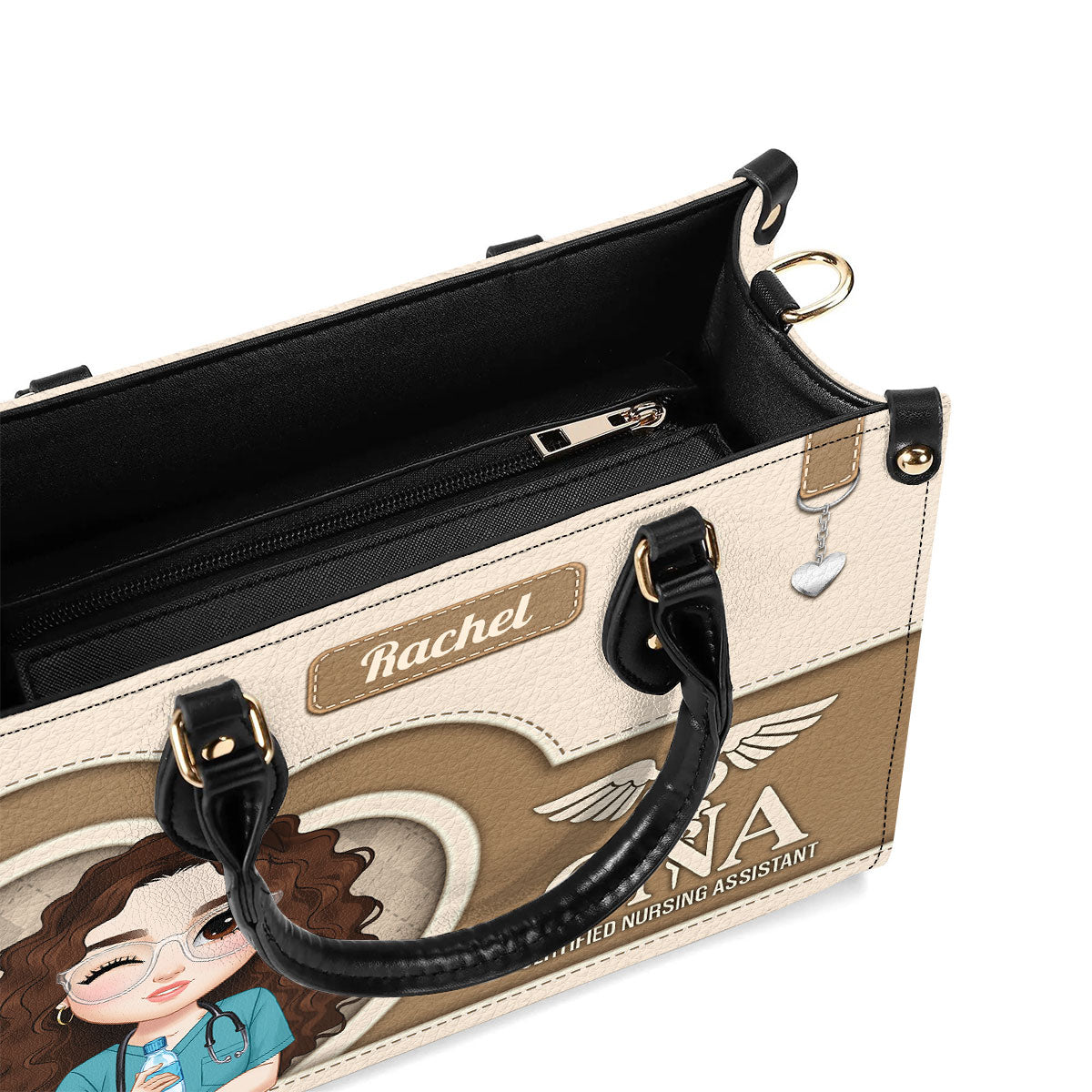 Nurse With Beautiful Heart - Personalized Custom Leather Handbag