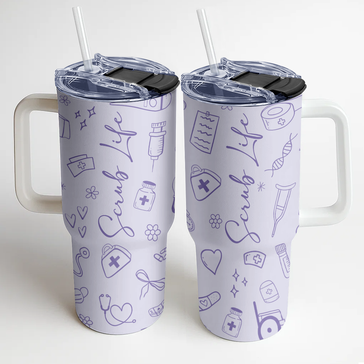 Pastel Scrub - Personalized Nurse 40oz Tumbler With Handle