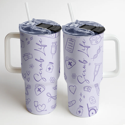 Pastel Scrub - Personalized Nurse 40oz Tumbler With Handle