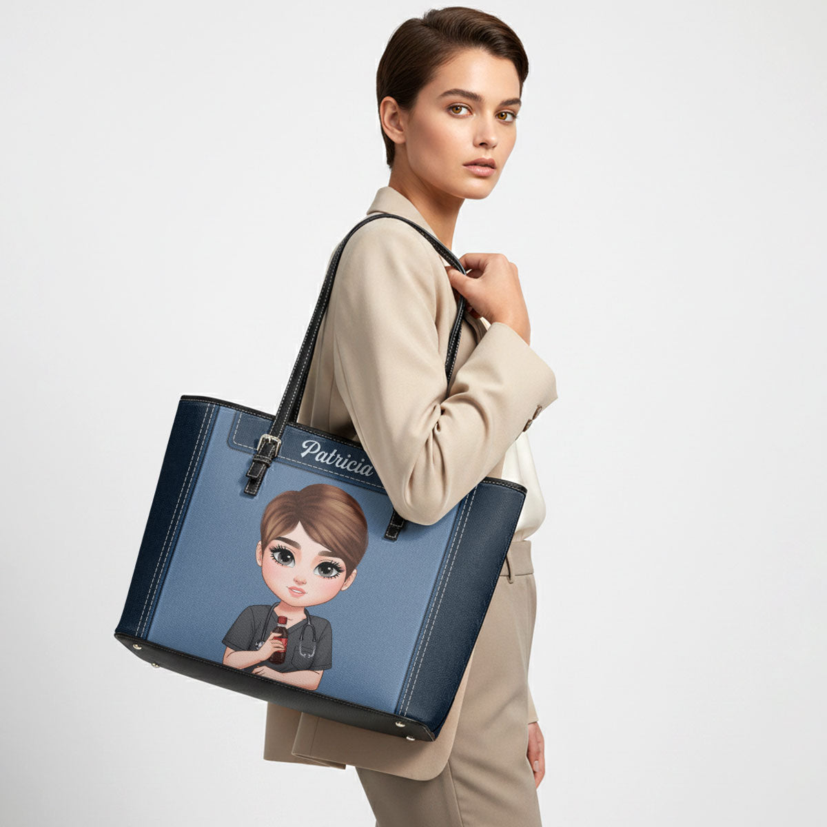 Change The World - Personalized 2-Sided Custom Nurse Leather Tote Bag
