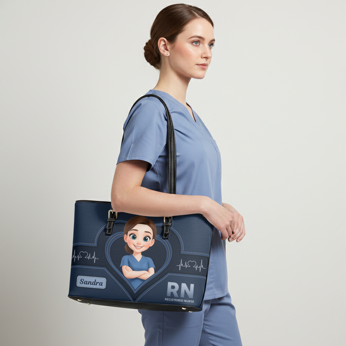 Nurse Sweet Grace - Personalized Custom Nurse Leather Tote Bag