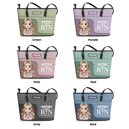 Happy Nurse Life - Personalized Custom Nurse Leather Tote Bag